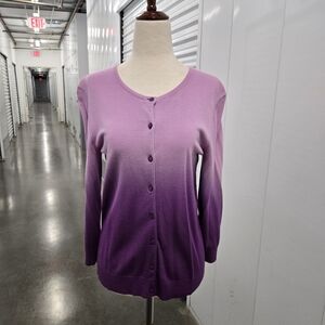 Kenar Purple Ombre Button Front Cardigan Sweater | Rayon Blend | Size M